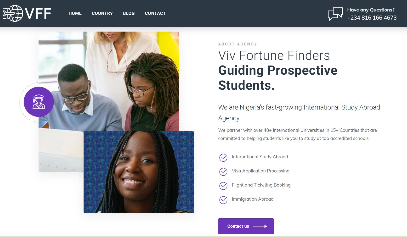 Viv Fortune Finders website screenshot